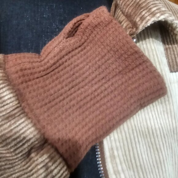 Color Block Patchwork Corduroy Jacket - Picture 4 of 5